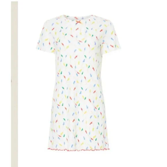 Rachel Antonoff White Preppy Print Fitz Short Sleeve Tee Dress Size Medium - Picture 4 of 9